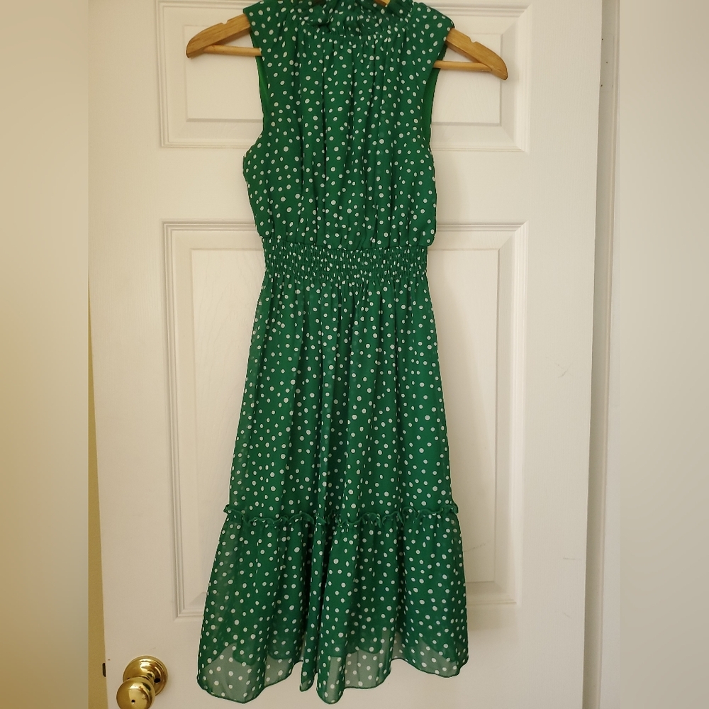 Women's Green Polka Dot Dress
